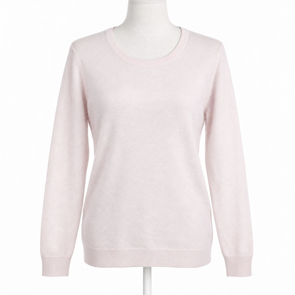Charter Club Womens 100% Cashmere Sweater Size L Baby Pink Luxury 90s Minimalist